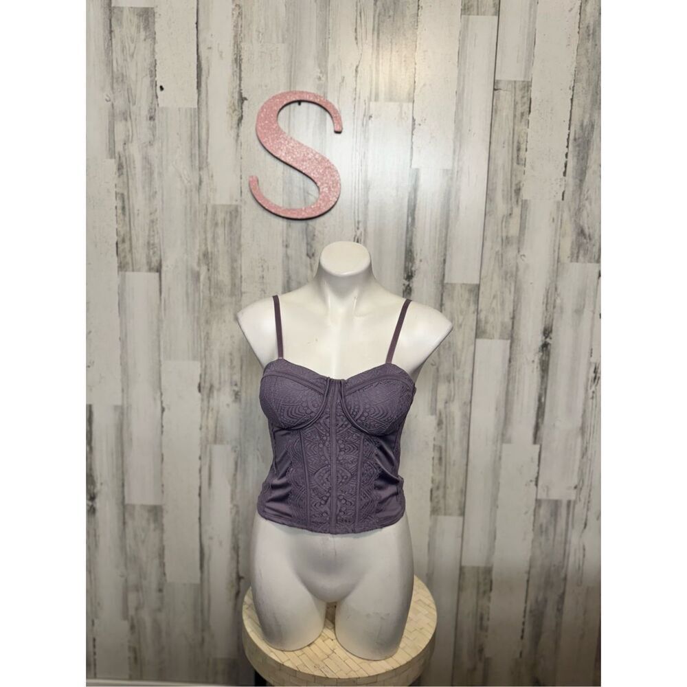 Purple Lace-Trim Corset Cami Top - Women